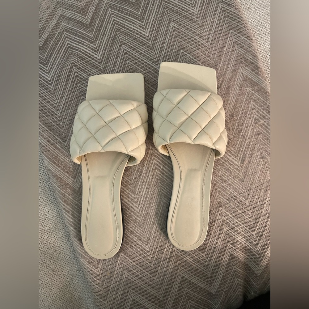 Bottega Veneta Padded Flat Sandal in Sea Salt